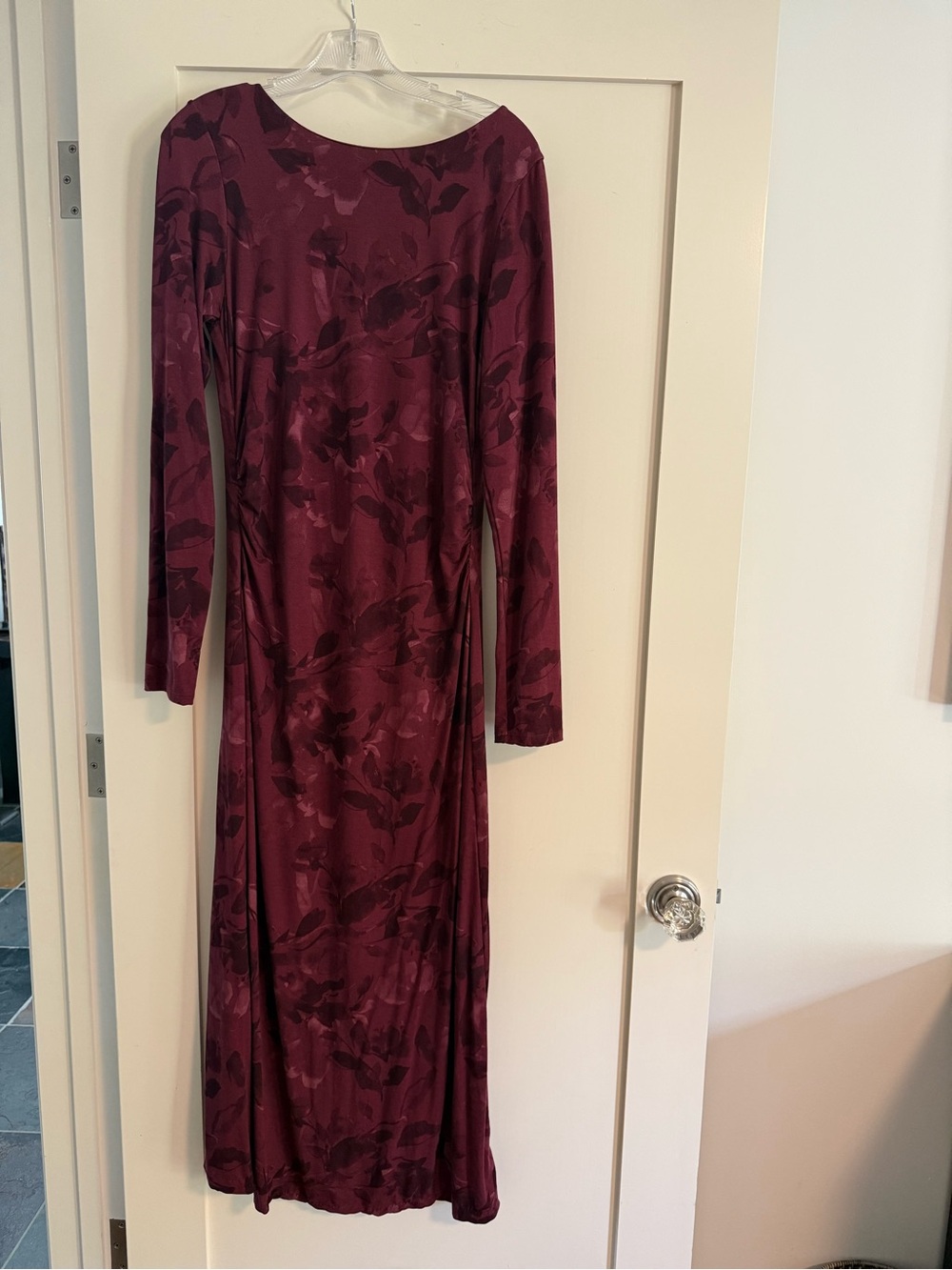 Z Supply Long Sleeve Floral Midi Dress in Burgundy